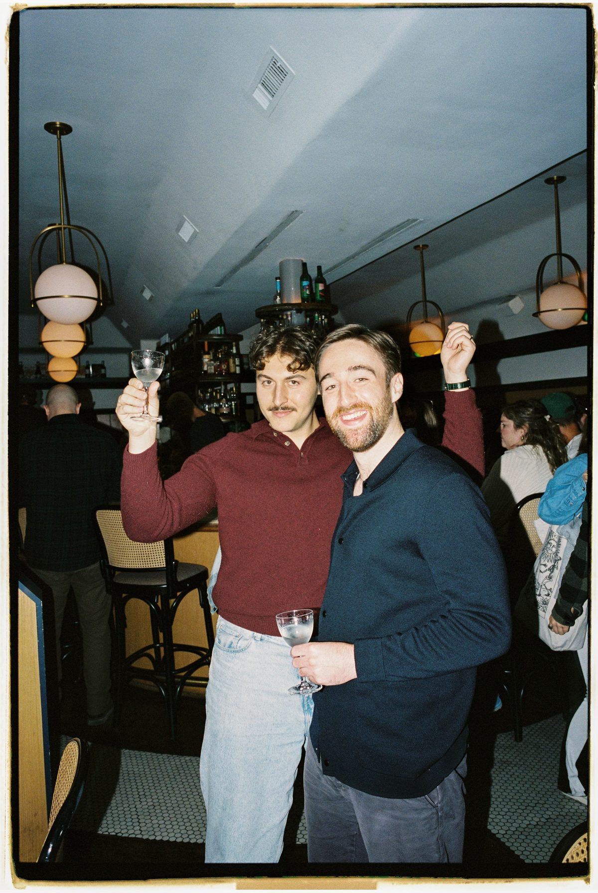 Alex and Miller toasting